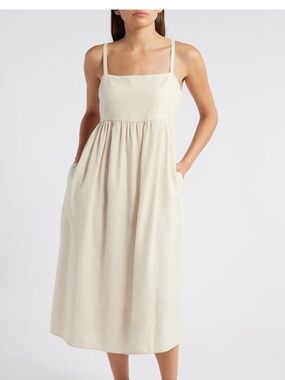 Nordstrom Treasure & Bond Linen Blend Midi Sundress medium — ivory dove
